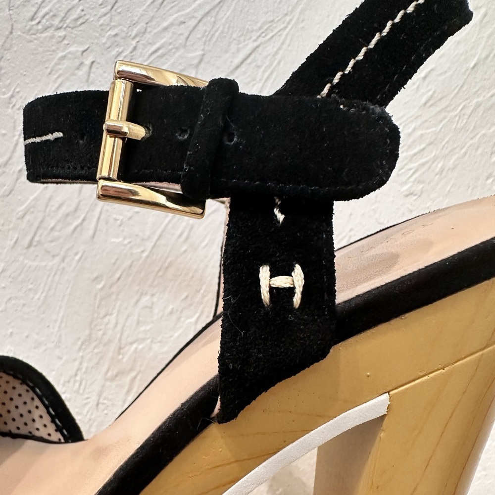 Tommy Hilfiger Black Suede Platform Block Heel Sandals size 8M - Picture 5 of 12